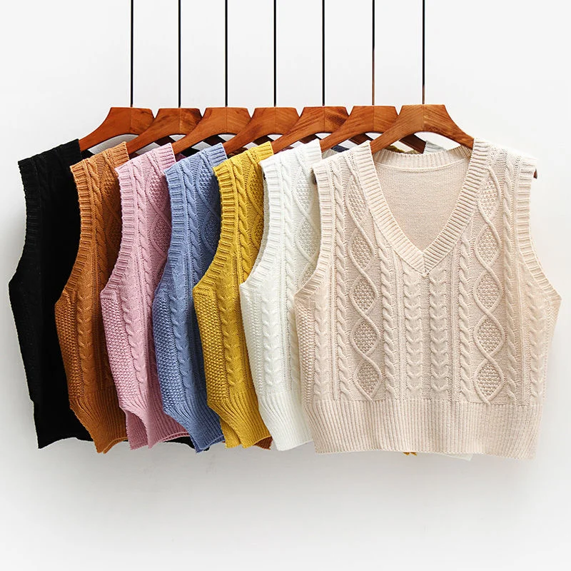 Korean Style Fashion Women Sweater Vest 2025 New Spring Fall Sleeveless Knitted V Neck Pullovers Female Jumper Top Outerwear - Image 6
