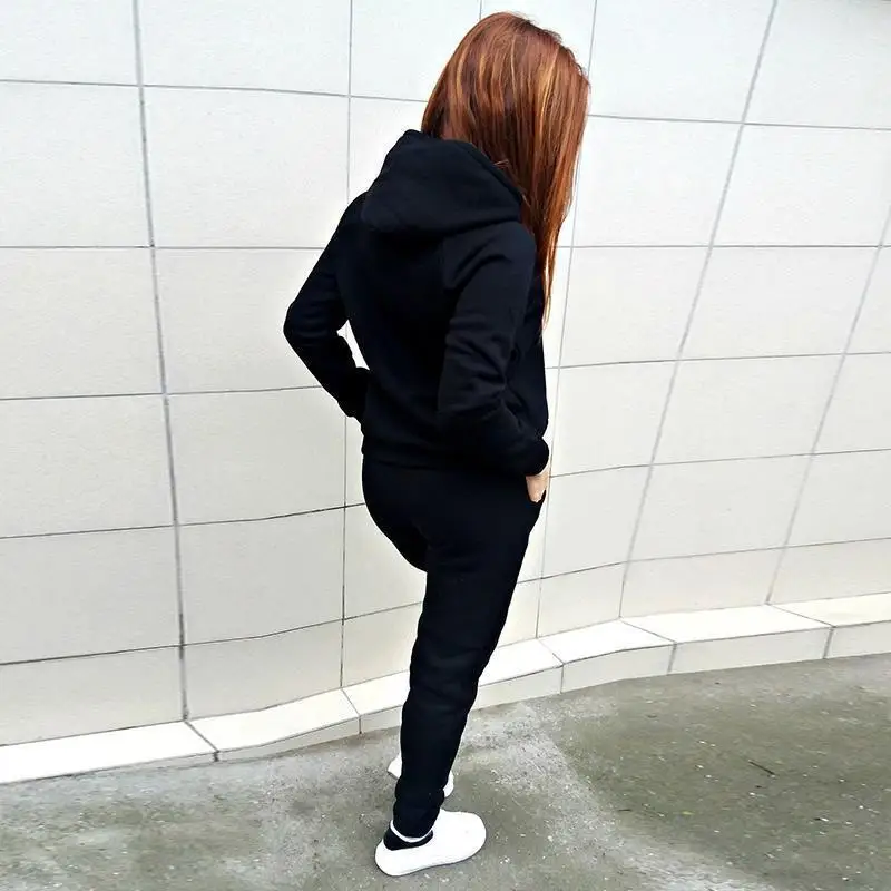 Solid Women Tracksuit Casual Hoodies Sweatshirt Pant Set Lounge Wear Sport Suit 2PCS Autumn Winter Clothes - Image 9