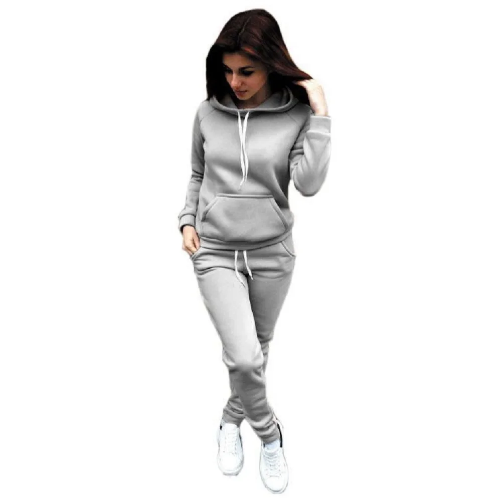 Solid Women Tracksuit Casual Hoodies Sweatshirt Pant Set Lounge Wear Sport Suit 2PCS Autumn Winter Clothes - Image 10
