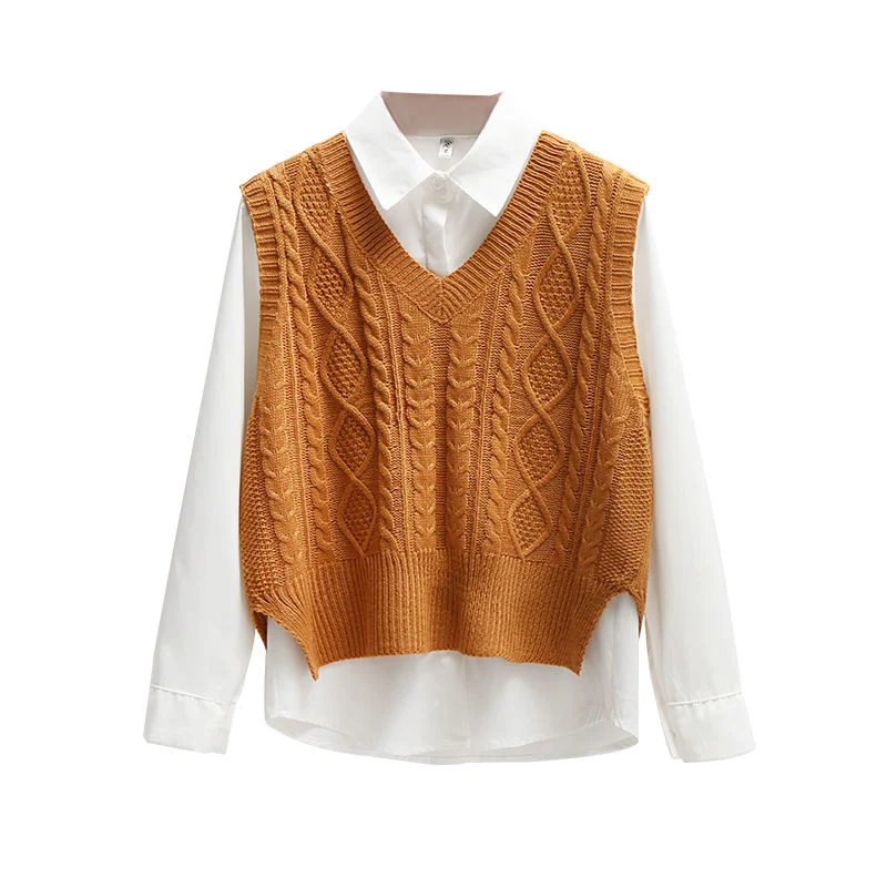 Korean Style Fashion Women Sweater Vest 2025 New Spring Fall Sleeveless Knitted V Neck Pullovers Female Jumper Top Outerwear