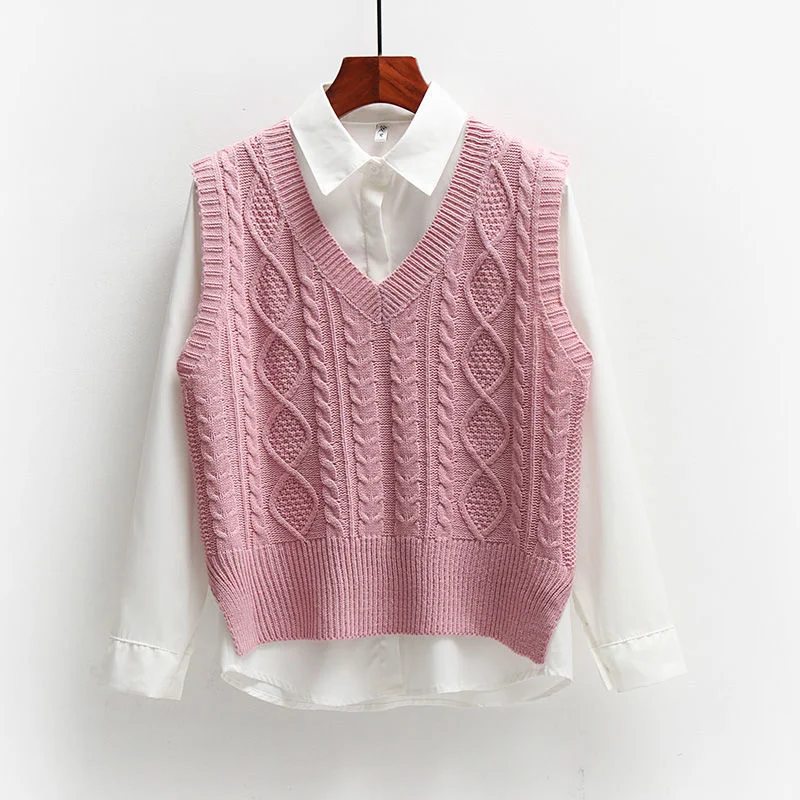 Korean Style Fashion Women Sweater Vest 2025 New Spring Fall Sleeveless Knitted V Neck Pullovers Female Jumper Top Outerwear - Image 4
