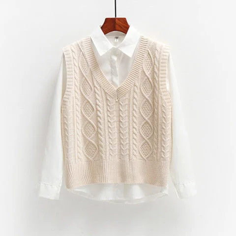 Korean Style Fashion Women Sweater Vest 2025 New Spring Fall Sleeveless Knitted V Neck Pullovers Female Jumper Top Outerwear - Image 8