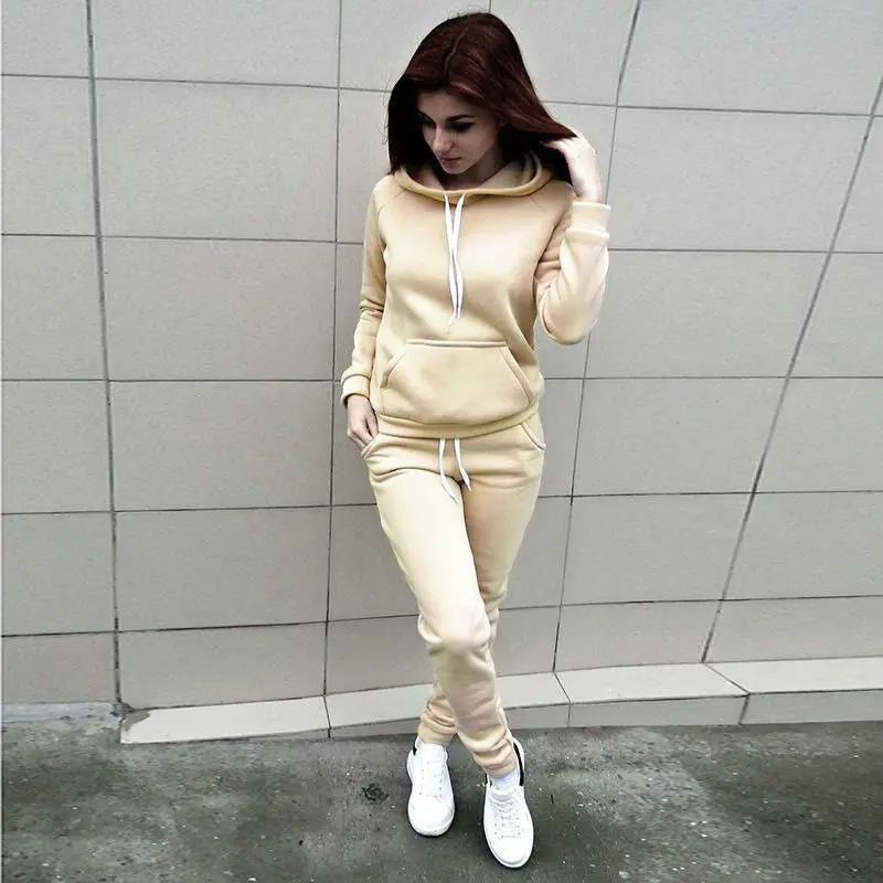 Solid Women Tracksuit Casual Hoodies Sweatshirt Pant Set Lounge Wear Sport Suit 2PCS Autumn Winter Clothes - Image 8