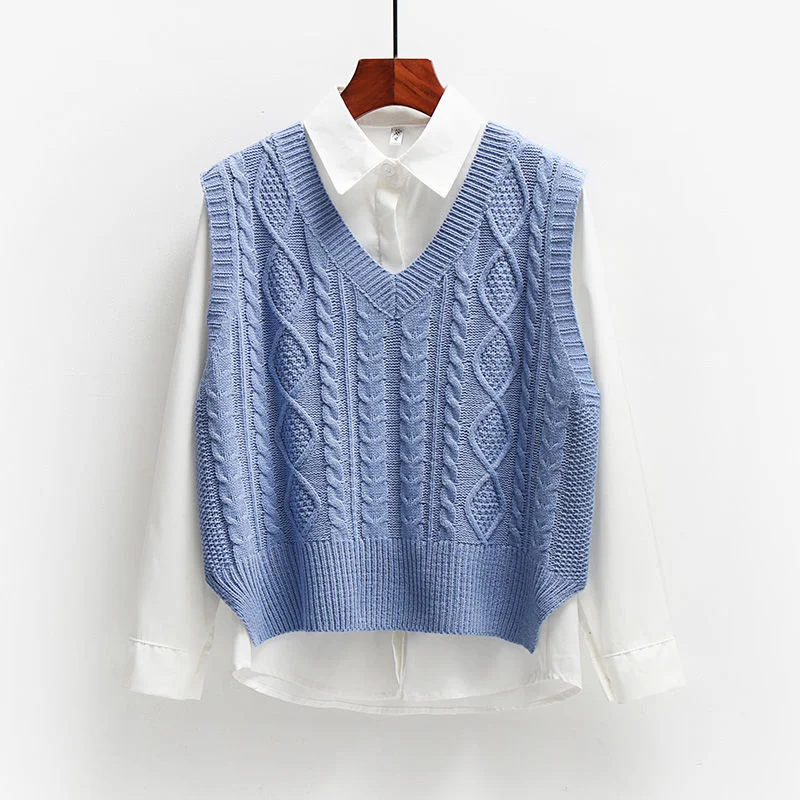 Korean Style Fashion Women Sweater Vest 2025 New Spring Fall Sleeveless Knitted V Neck Pullovers Female Jumper Top Outerwear - Image 2