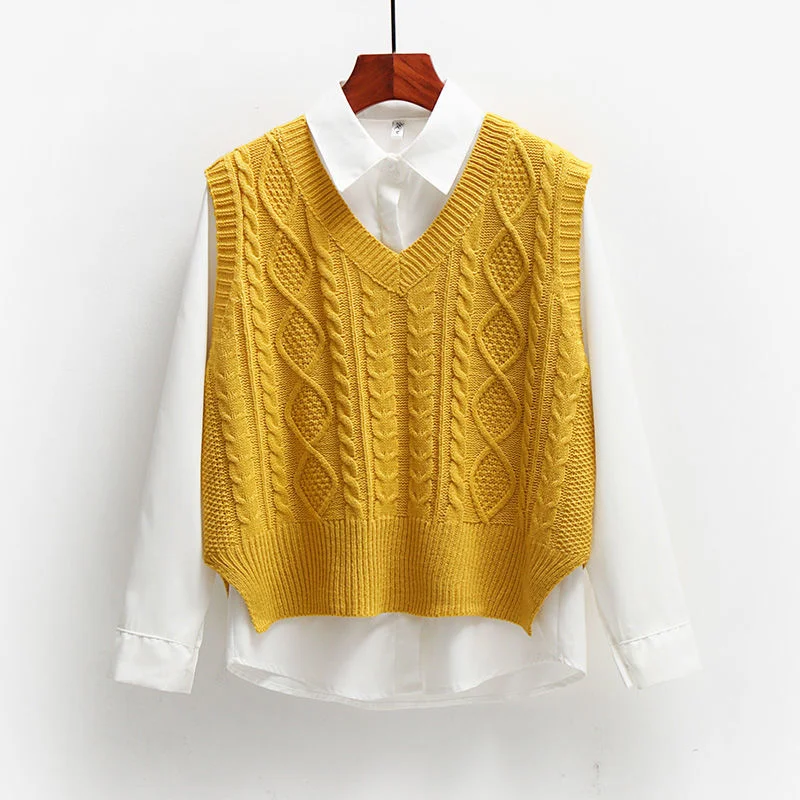 Korean Style Fashion Women Sweater Vest 2025 New Spring Fall Sleeveless Knitted V Neck Pullovers Female Jumper Top Outerwear - Image 3
