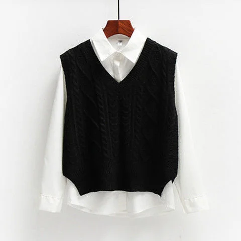 Korean Style Fashion Women Sweater Vest 2025 New Spring Fall Sleeveless Knitted V Neck Pullovers Female Jumper Top Outerwear - Image 7