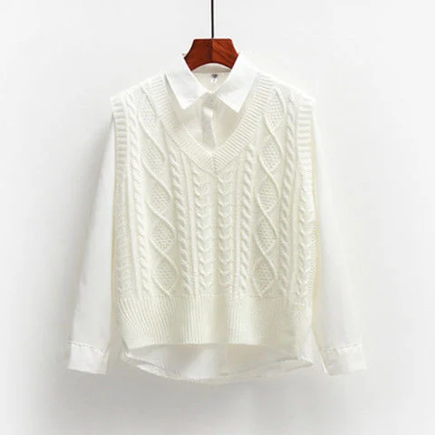 Korean Style Fashion Women Sweater Vest 2025 New Spring Fall Sleeveless Knitted V Neck Pullovers Female Jumper Top Outerwear - Image 9