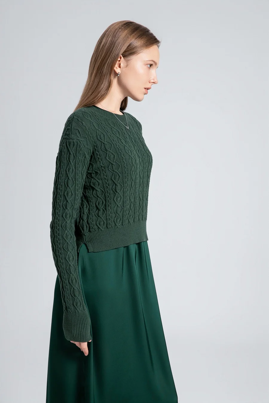 Sale AS 2024 winter design woman clothing Cable knitted Tops + Satin Dress ( Ship out in 1 day) - Image 5