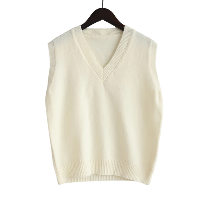 Sleeveless V-Neck Sweater Vest Women 2025 Korean Fashion Knitwear Spring Autumn Solid Color All-match Pullovers Waistcoats Tops - Image 3