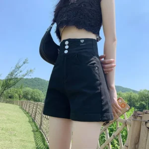 Black Women's Denim  Shorts High Waist White Biker Pole Dance Short Pants for Woman To Wear Wide Y2k Harajuku Elegant XL Jeans