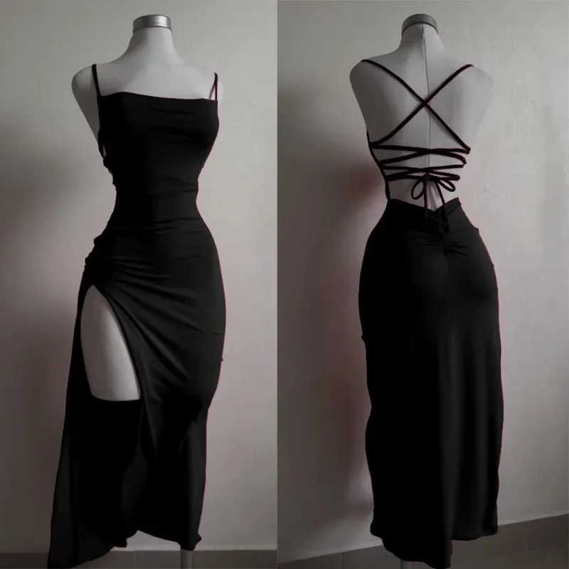 2025 Explosive New Dress Summer High Sensibility Halter Strap Spice Girl Bag Hip Dress - Image 4