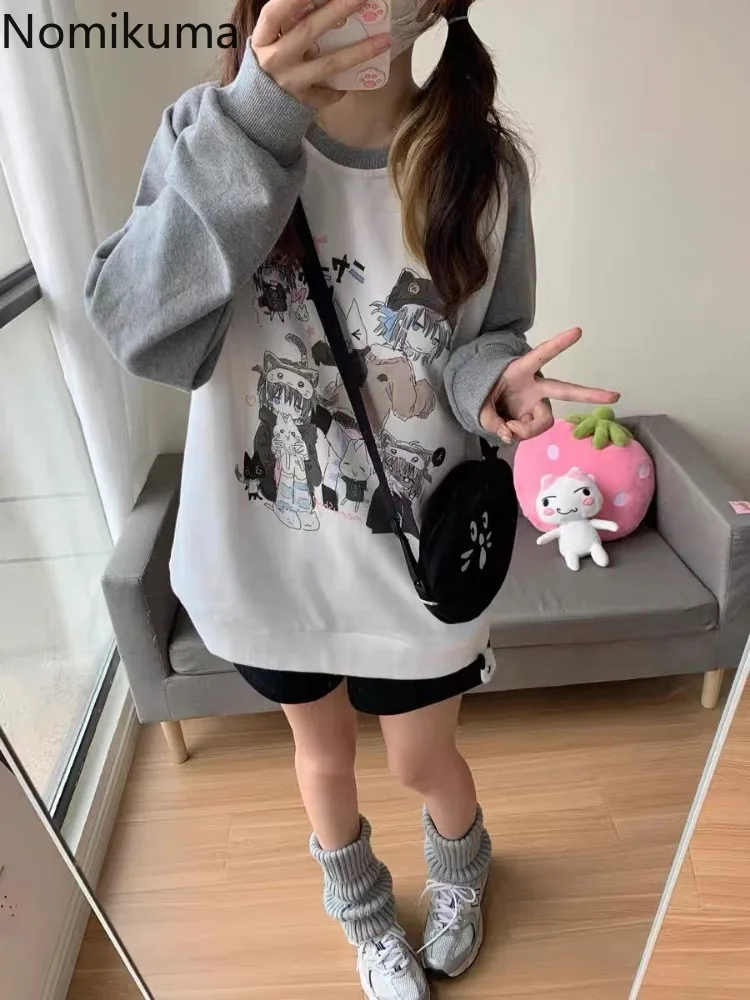 Cotton Cat Print Hoodies Women Streetwear Chic Long Sleeve Sweatshirts Casual Korean Oversized Hoodie Y2k Tops 2025 Ropa Mujer - Image 3