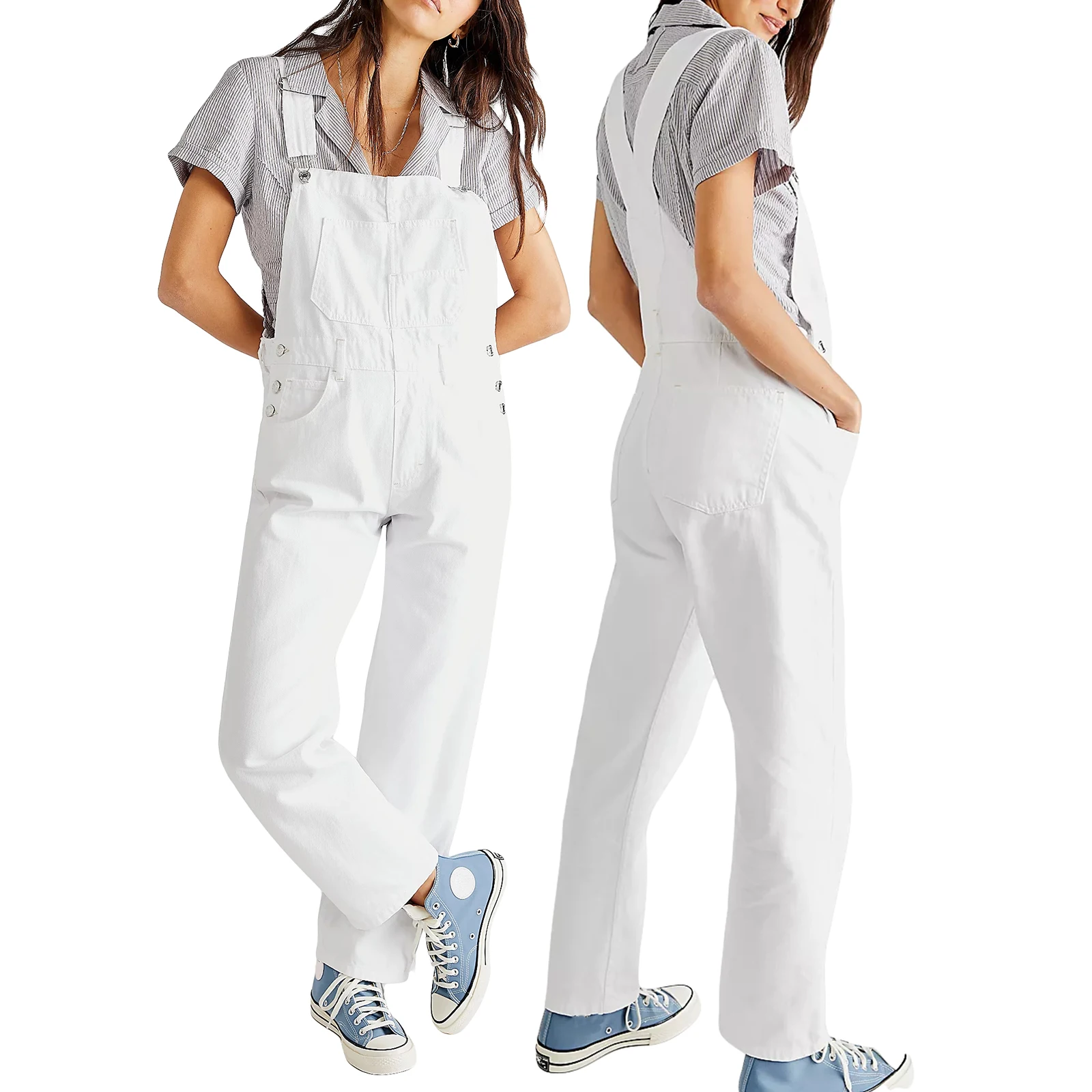 Casual Women Summer Vintage Retro Denim Long Jumpsuit Spaghetti Strap Straight Romper Pants Baggy Bib Overalls Jumpsuits - Image 9