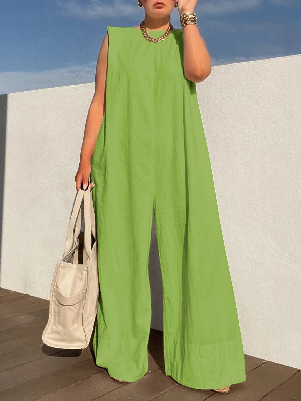 Yeezzi Solid Color Sleeveless Wide Leg Fitness Summer Fashion Female Loose Black White Casual Cool Jumpsuits For Women 2025 New - Image 7