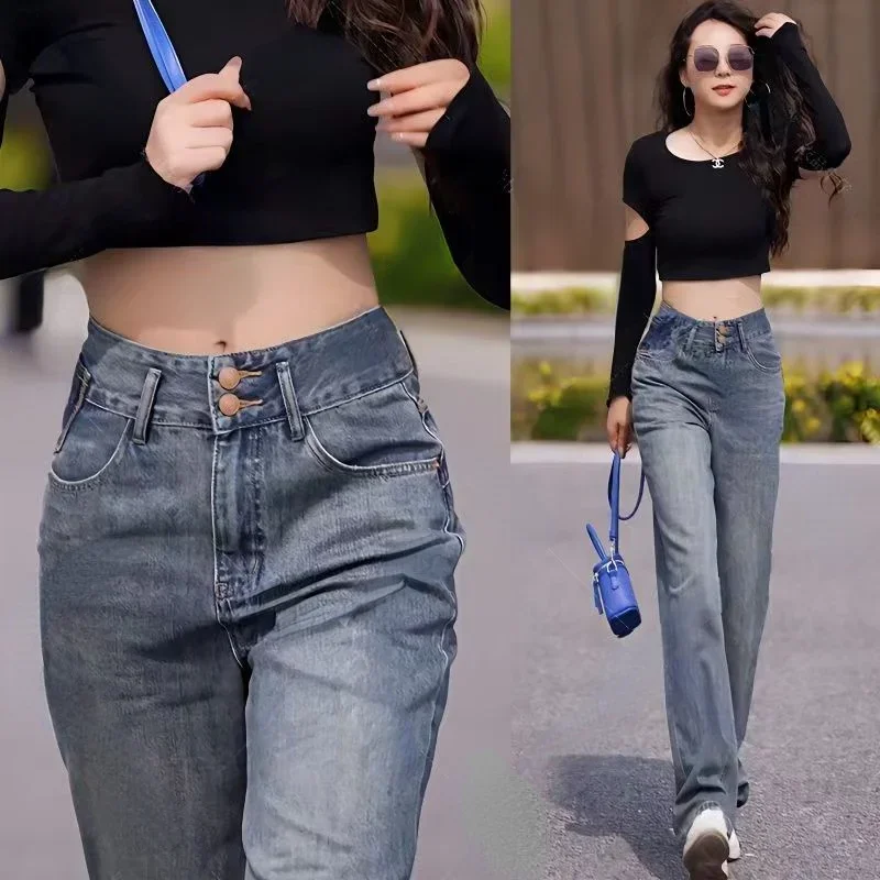 Vintage Womens Jeans Baggy Pants for Women Wide Leg Loose Straight Trousers Basics Clothes New In Xxl Grunge Y2k Streetwear 90s - Image 3