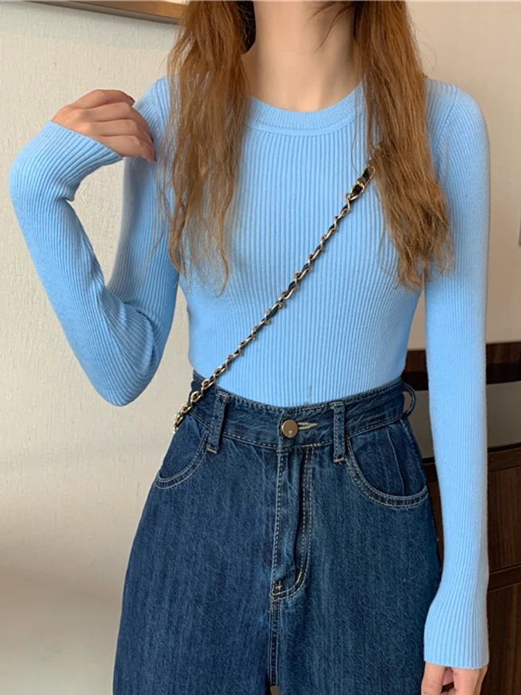2025 New Women Sweater Autumn Winter Long Sleeve Pullover Basic Top Fashion O-neck Elastic Female Winter Solid Knitted Jumper - Image 16