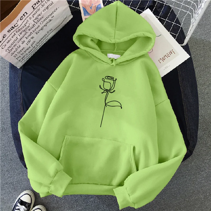 2024 Autumn Winter Hoodies Sportwear Women's Hoodie Pullover Sweatshirt Stylish Flower Print With Thick Long Sleeves Tops Loose - Image 11