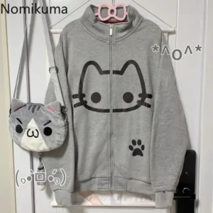 2025 Ropa Mujre Anime Hoodie Jackets Women's Clothing Stand Neck Zipper Cute Y2k Coat Casual Fashion Japanese Sweatshirts Tops