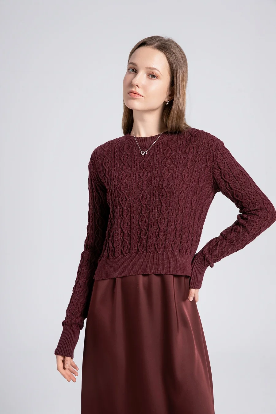 Sale AS 2024 winter design woman clothing Cable knitted Tops + Satin Dress ( Ship out in 1 day) - Image 3