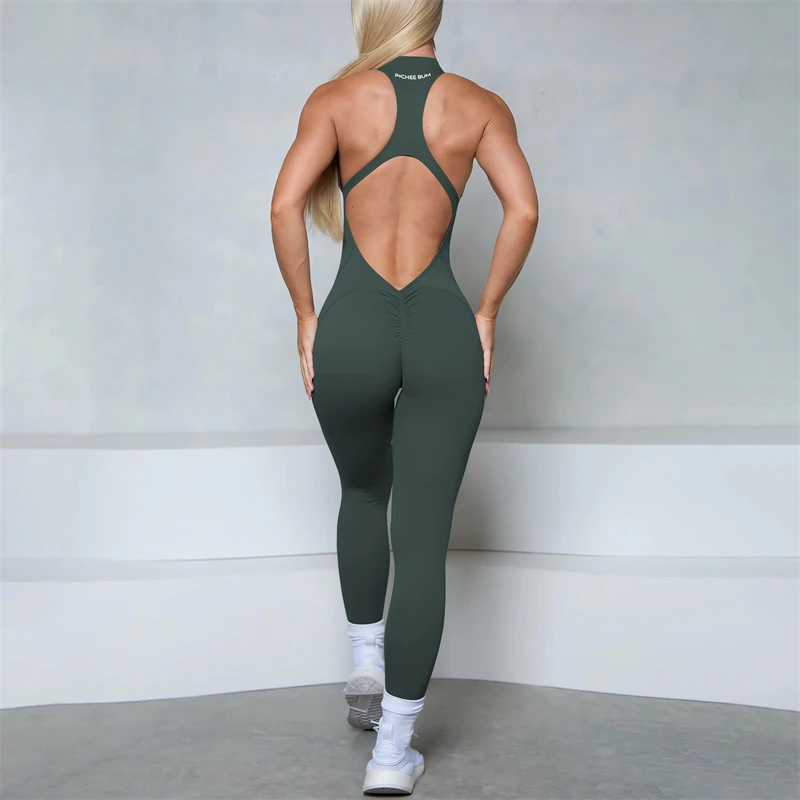 Women Bum Sleeveless Zipper Scrunch Butt Jumpsuit Fitness Sports Overalls Gym Sets Yoga Wear Pilates Workout Women Clothes - Image 13