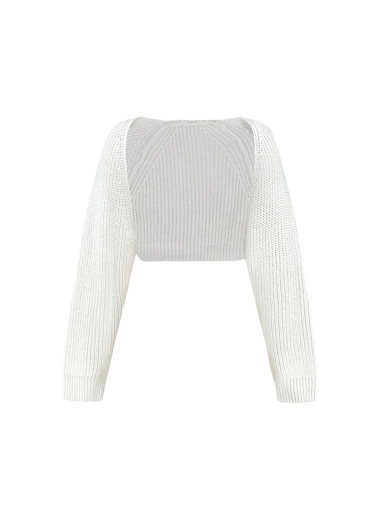 Shrug Raglan Sleeve Open Front Cardigan Elegant Solid Color Ribbed Knitted Cardigan For Spring & Fall Women's Clothing - Image 7