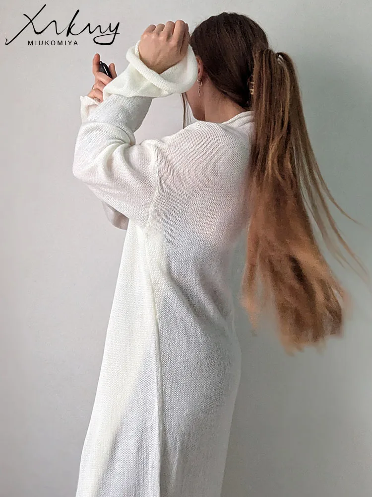 MiuKoMiYa Oversized Thin Long Cardigans Women Summer Long Sleeve Knitted Outerwear Hollow Thin Cardigans For Women Summer 2025 - Image 5