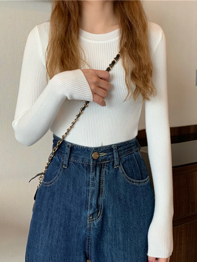 2025 New Women Sweater Autumn Winter Long Sleeve Pullover Basic Top Fashion O-neck Elastic Female Winter Solid Knitted Jumper - Image 18