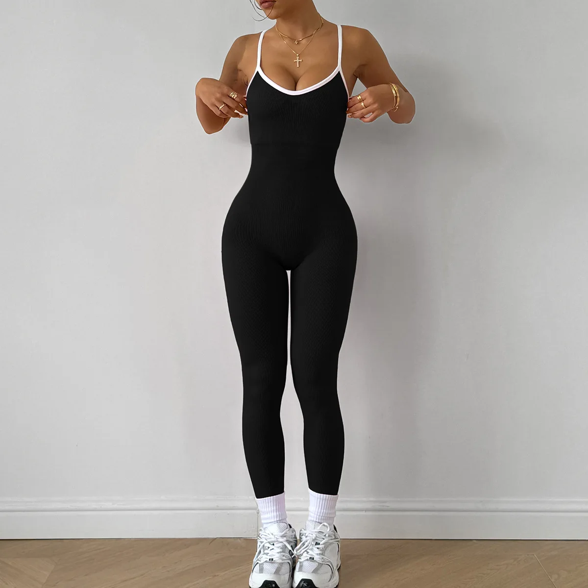 Color Blocking Straps Sports Yoga Jumpsuit Sleeveless Quick Drying Thread Tight Fitting Fitness One-Piece Yoga Suit Luxury Brand - Image 8