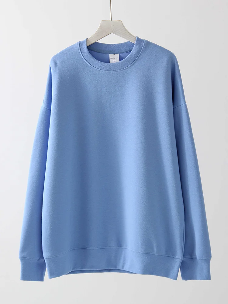 Women Sweatshirts No Hood Oversized Cotton Long Sleeve Tops Basic Solid O Neck Sweatshirts For Women Oversized Pullovers Spring - Image 15