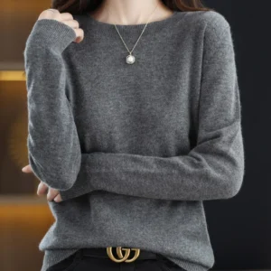 Fashion 100% Merino Wool Women's Sweater O-Neck Long Sleeve Pullover Spring Autumn Winter Basic Jumper Clothing Knitwear Tops