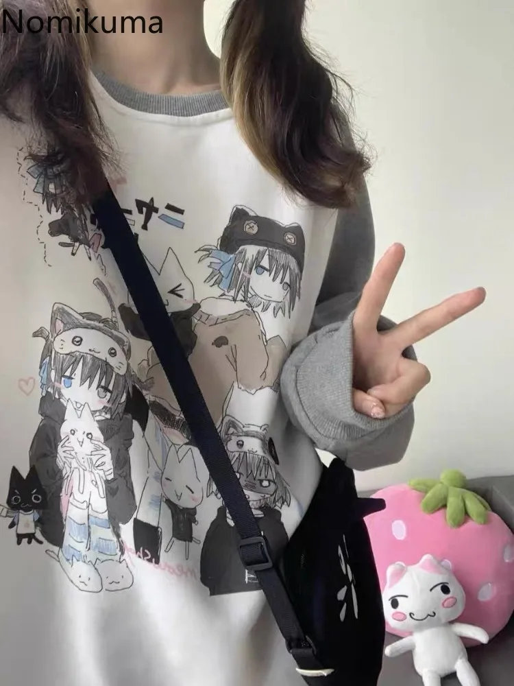 Cotton Cat Print Hoodies Women Streetwear Chic Long Sleeve Sweatshirts Casual Korean Oversized Hoodie Y2k Tops 2025 Ropa Mujer - Image 2
