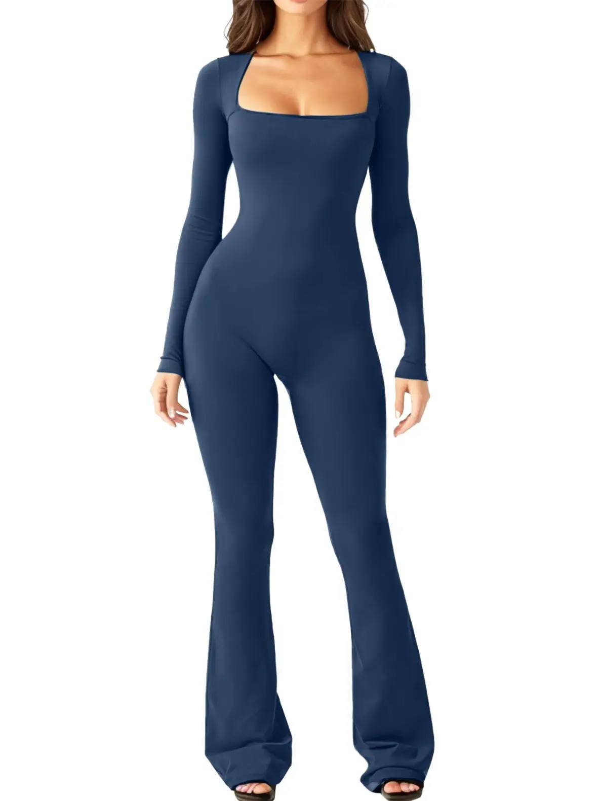 Fashion Slim Jumpsuits Women Sexy Package Hip Bodycon Square Collar Low Cut Trendy Ladies Jumpsuit Streetwear Y2k Style Clothing - Image 3