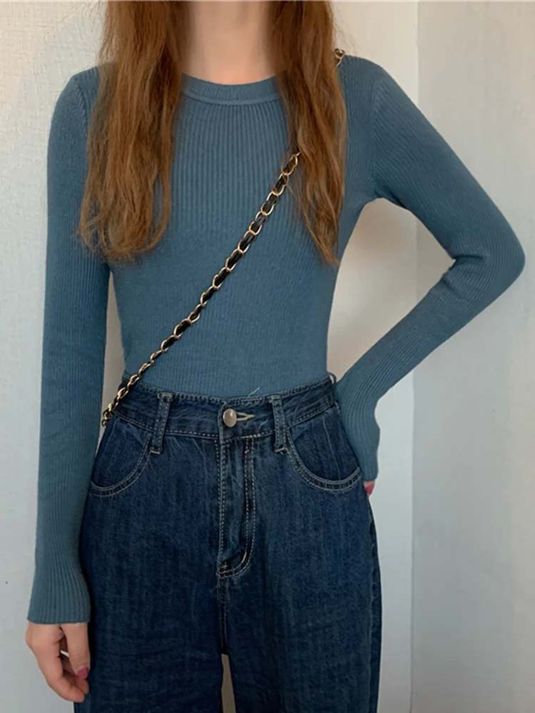 2025 New Women Sweater Autumn Winter Long Sleeve Pullover Basic Top Fashion O-neck Elastic Female Winter Solid Knitted Jumper - Image 17