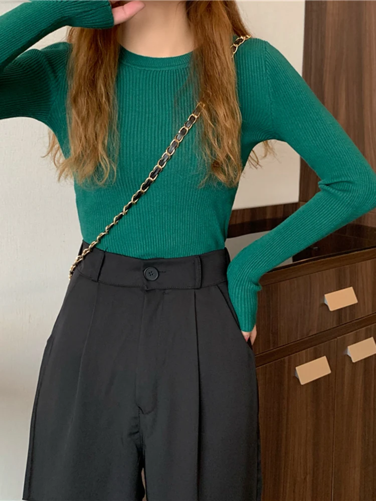 2025 New Women Sweater Autumn Winter Long Sleeve Pullover Basic Top Fashion O-neck Elastic Female Winter Solid Knitted Jumper - Image 11