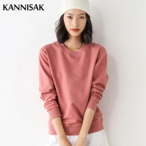 Women Sweatshirt 2025 Spring Autumn Multi-colors Fashion Korean O-neck Cotton Loose Womens Sweatshirts Vintage Solid Pullovers