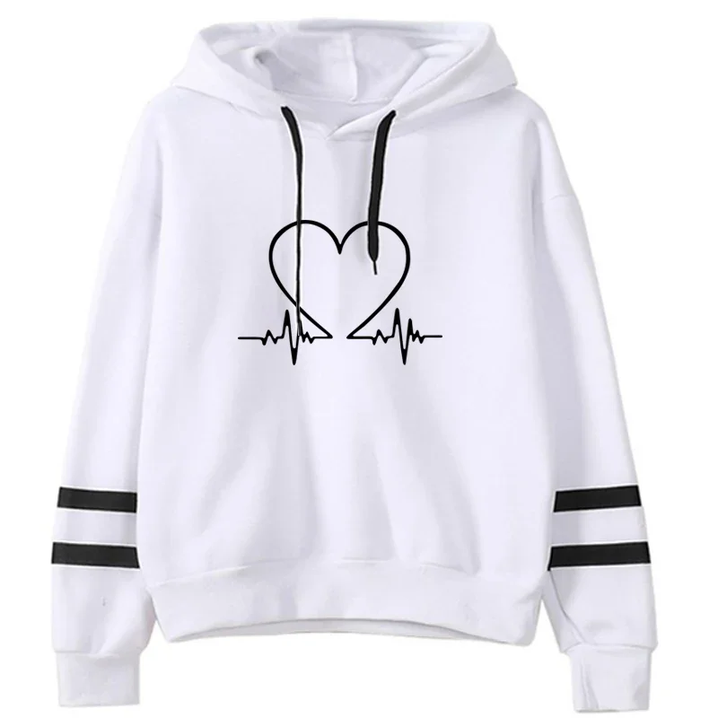 Woman Clothing Versatile Sweatshirts Casual Hoodies Comfortable Pullovers Slim Fit Soft Striped Lazy Style Jogging Daily Women's - Image 3