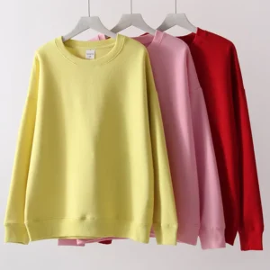Women Sweatshirts No Hood Oversized Cotton Long Sleeve Tops Basic Solid O Neck Sweatshirts For Women Oversized Pullovers Spring