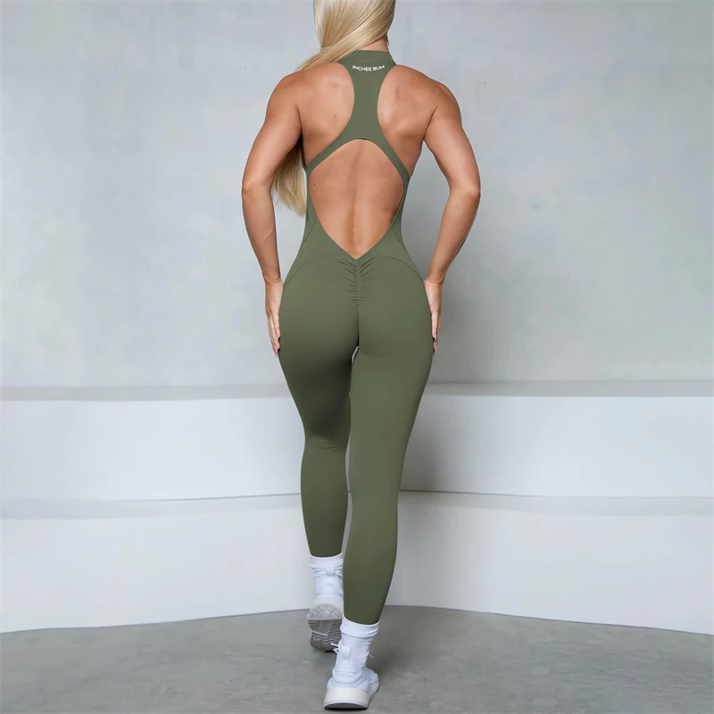 Women Bum Sleeveless Zipper Scrunch Butt Jumpsuit Fitness Sports Overalls Gym Sets Yoga Wear Pilates Workout Women Clothes - Image 16