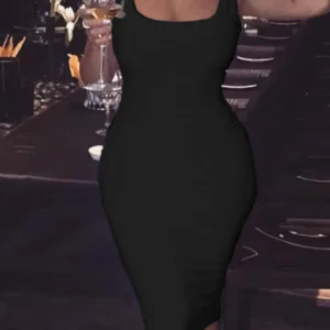 2024 Summer Sexy Tank Top Dress European and American Plus Size Solid Color Women's Sleeveless Mini Dress