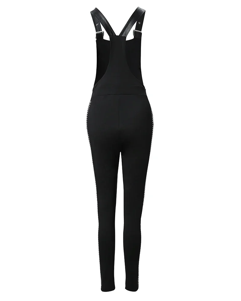 Summer Rhinestone Decor Buckled Suspender Jumpsuit 2025 Women Long Jumpsuits Elegant New Fashion Woman Casual Daily Clothing - Image 4