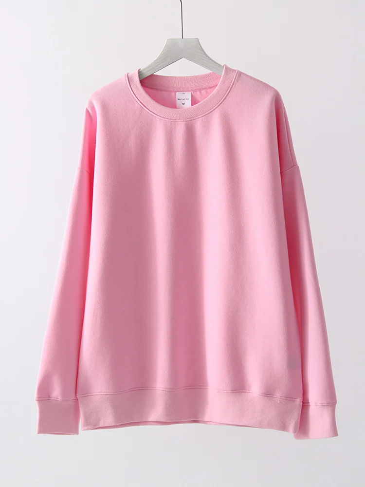 Women Sweatshirts No Hood Oversized Cotton Long Sleeve Tops Basic Solid O Neck Sweatshirts For Women Oversized Pullovers Spring - Image 13