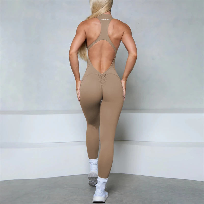 Women Bum Sleeveless Zipper Scrunch Butt Jumpsuit Fitness Sports Overalls Gym Sets Yoga Wear Pilates Workout Women Clothes - Image 15