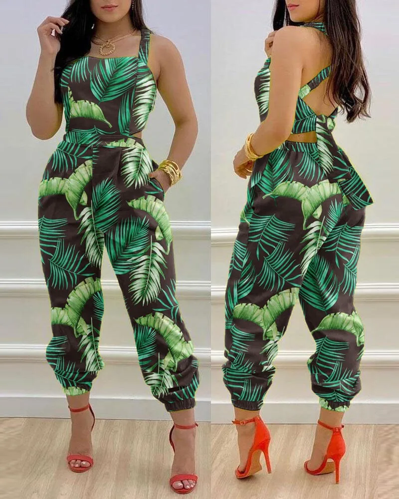 Women's for Jumpsuit Elegant Sexy Suspender Printed Jumpsuits Casual Hip Waist Overalls Romper For Women Spring Summer 2024 - Image 3