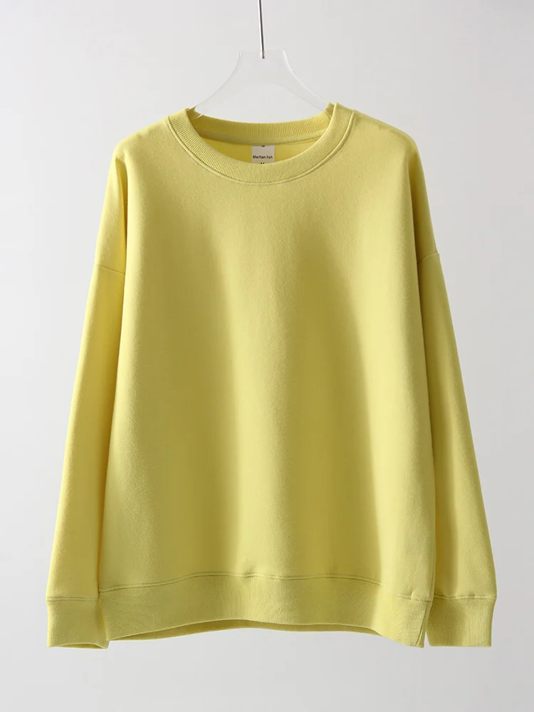 Women Sweatshirts No Hood Oversized Cotton Long Sleeve Tops Basic Solid O Neck Sweatshirts For Women Oversized Pullovers Spring - Image 10