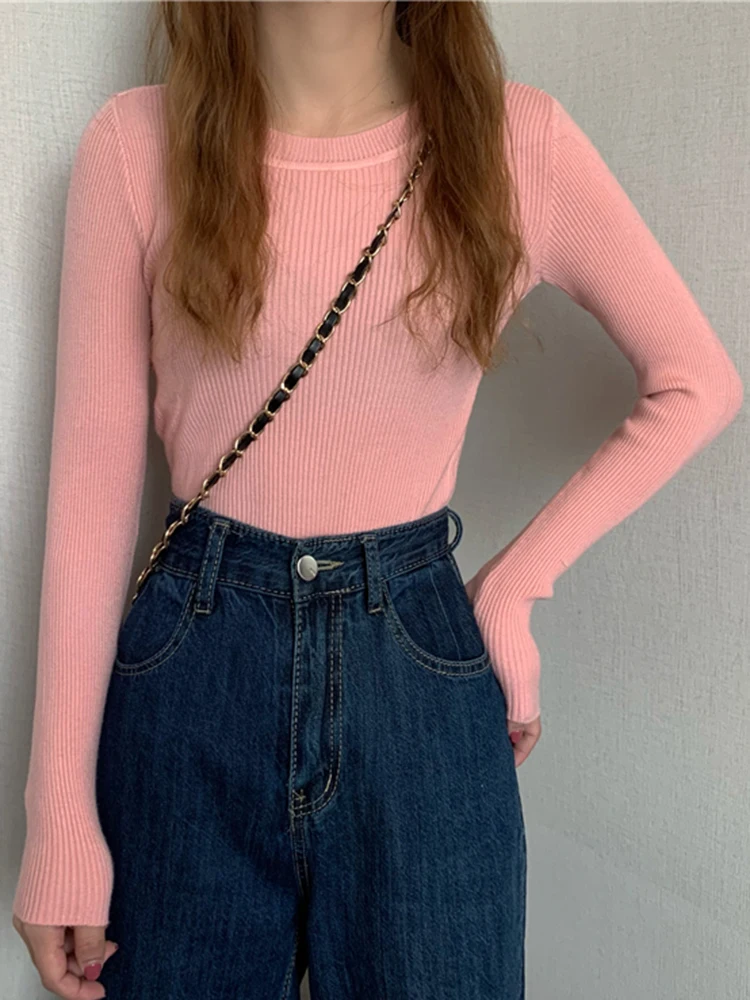 2025 New Women Sweater Autumn Winter Long Sleeve Pullover Basic Top Fashion O-neck Elastic Female Winter Solid Knitted Jumper - Image 15