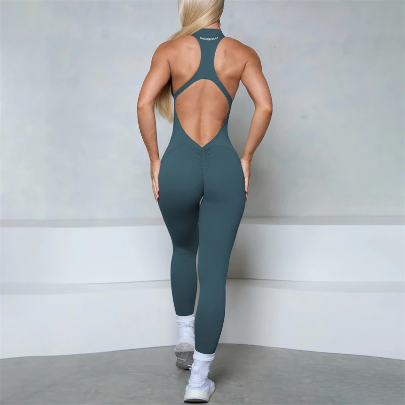 Women Bum Sleeveless Zipper Scrunch Butt Jumpsuit Fitness Sports Overalls Gym Sets Yoga Wear Pilates Workout Women Clothes - Image 10