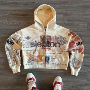 Passport Print Hoodie for Women Fashion Hip Hop Zip Up Hoodies Long Sleeve Harajuku Y2K Clothes Female Sweatshirt Street Jacket