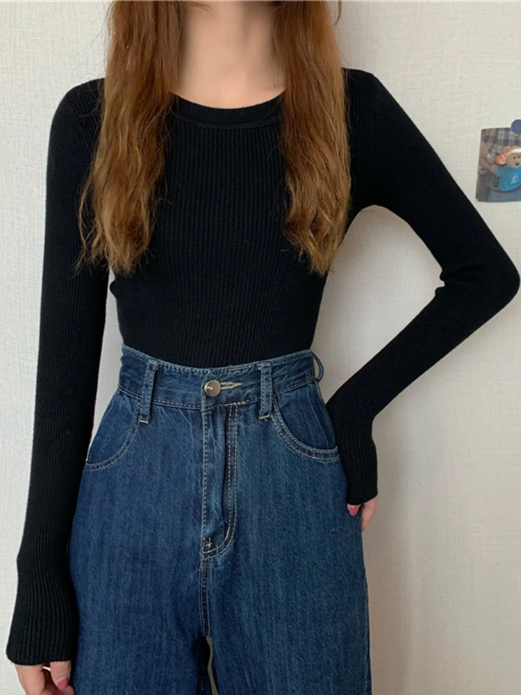 2025 New Women Sweater Autumn Winter Long Sleeve Pullover Basic Top Fashion O-neck Elastic Female Winter Solid Knitted Jumper - Image 10