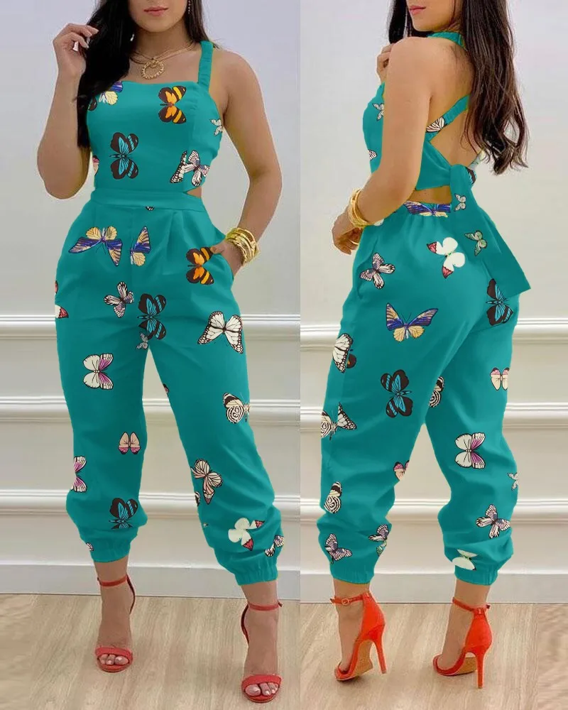 Women's for Jumpsuit Elegant Sexy Suspender Printed Jumpsuits Casual Hip Waist Overalls Romper For Women Spring Summer 2024 - Image 2