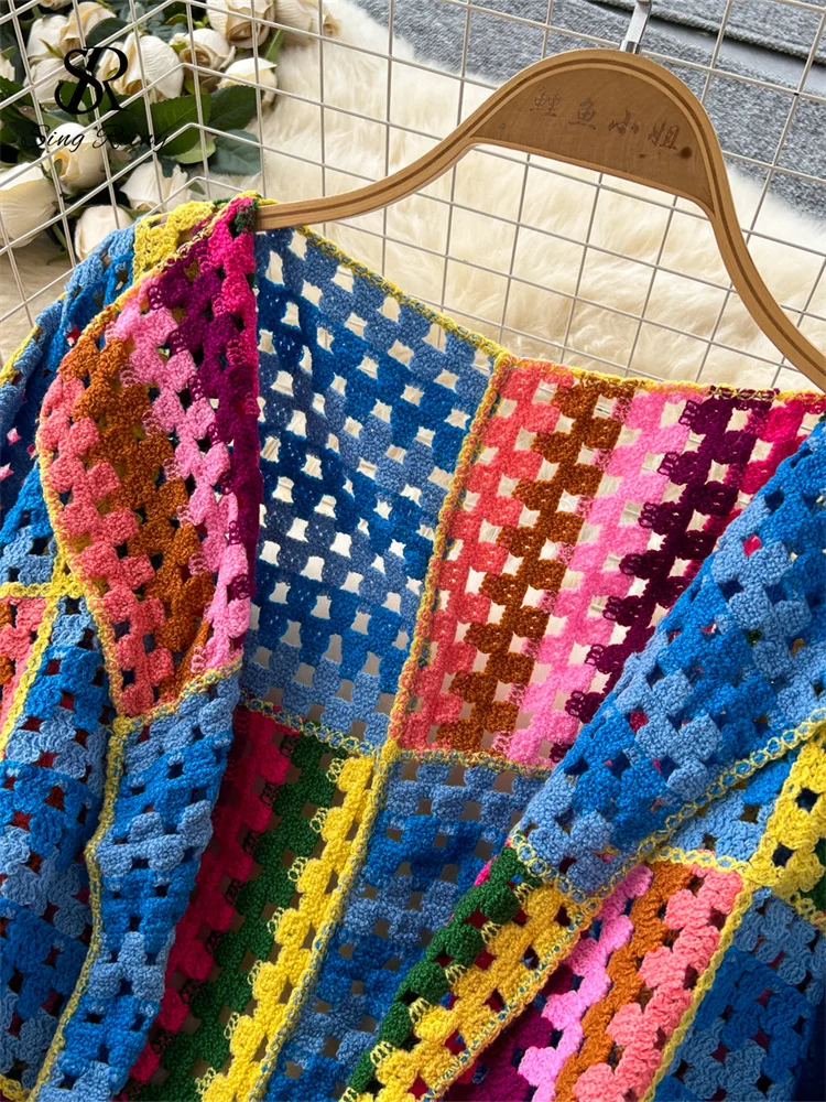 SINGREINY Bohemian Knitting Long Cardigans 2025 Spring Fashion Vintage Hollow Out Streetwear Summer Loose Multicolor Overcoat - Image 3